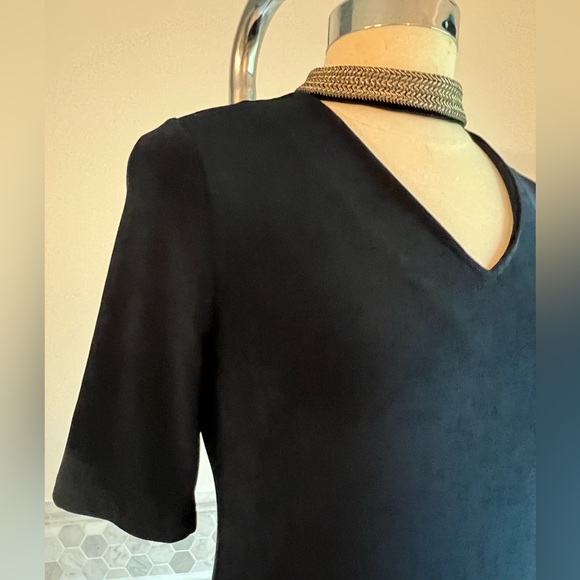 Chico’s Stretch Midi Elbow Sleeves Navy Dress S/M - Picture 4 of 10